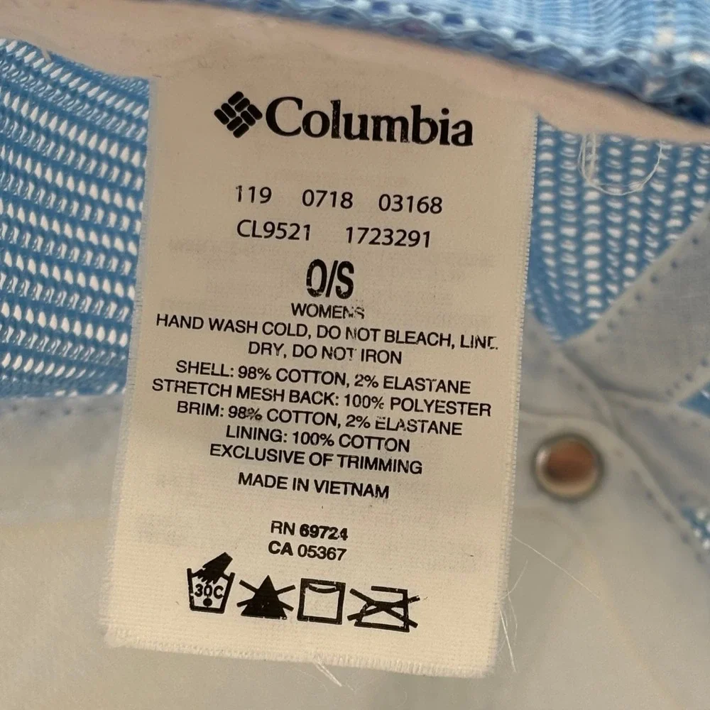 Trucker Hat Columbia Pink Blue White Cotton Elastane PFG Mesh Snapback Logo